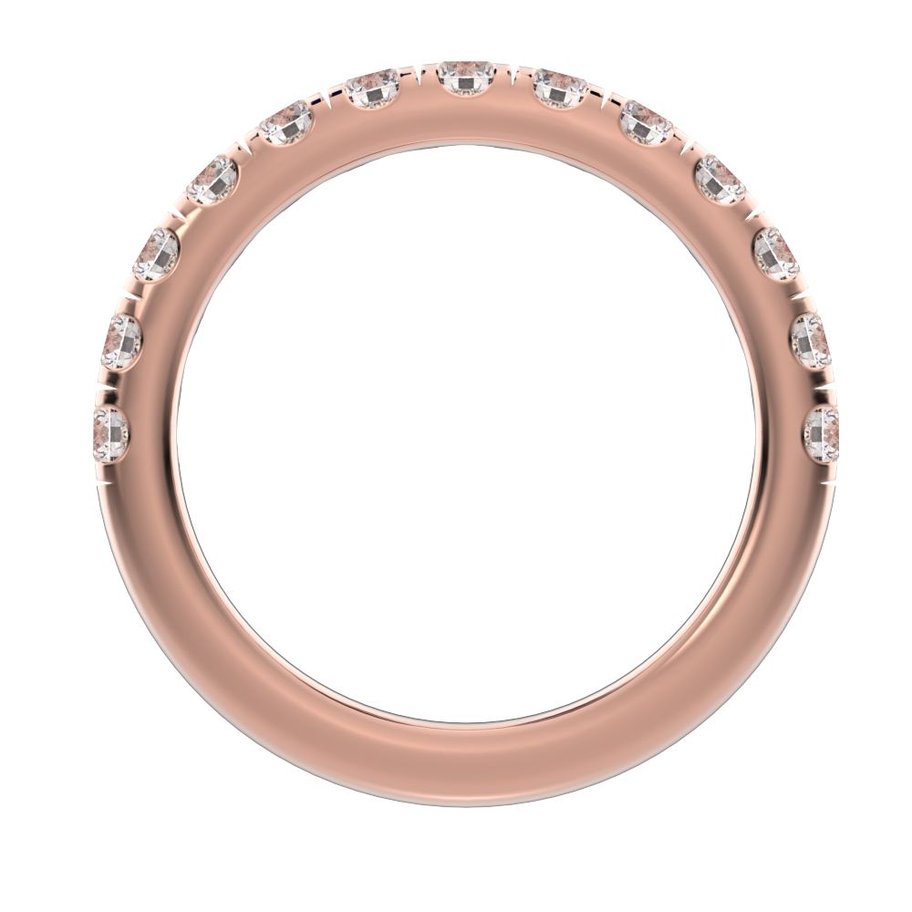 1.04Ct Round Cut Simulated Clear Diamond dainty Minimalist prong Stackable half eternity 14K / 18K Solid Rose Gold everyday wedding band
