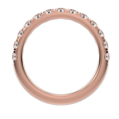 1.04Ct Round Cut Simulated Clear Diamond dainty Minimalist prong Stackable half eternity 14K / 18K Solid Rose Gold everyday wedding band