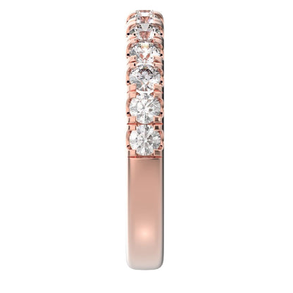 1.04 ct Round Cut Moissanite dainty Minimalist prong Stackable half eternity vintage 14K / 18K Solid Rose Gold everyday wedding band