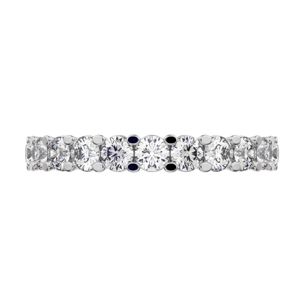 1.21 ct Round Cut Simulated Clear Diamond dainty Minimalist prong Stackable half eternity 14K / 18K Solid White Gold everyday wedding band