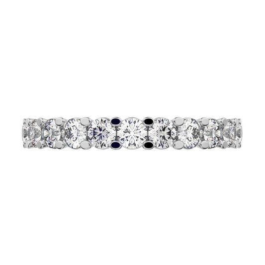 1.21 ct Round Cut Simulated Clear Diamond dainty Minimalist prong Stackable half eternity 14K / 18K Solid White Gold everyday wedding band