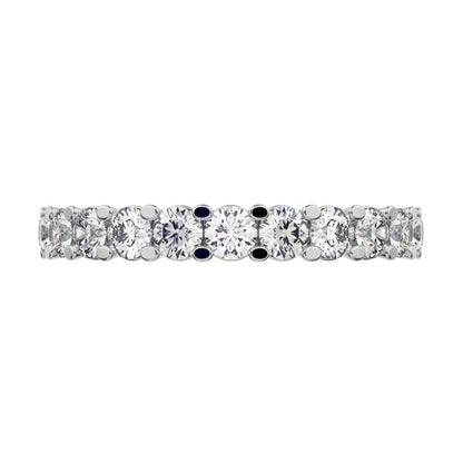 1.21 ct Round Cut Moissanite dainty Minimalist prong Stackable half eternity vintage 14K / 18K Solid White Gold everyday wedding band