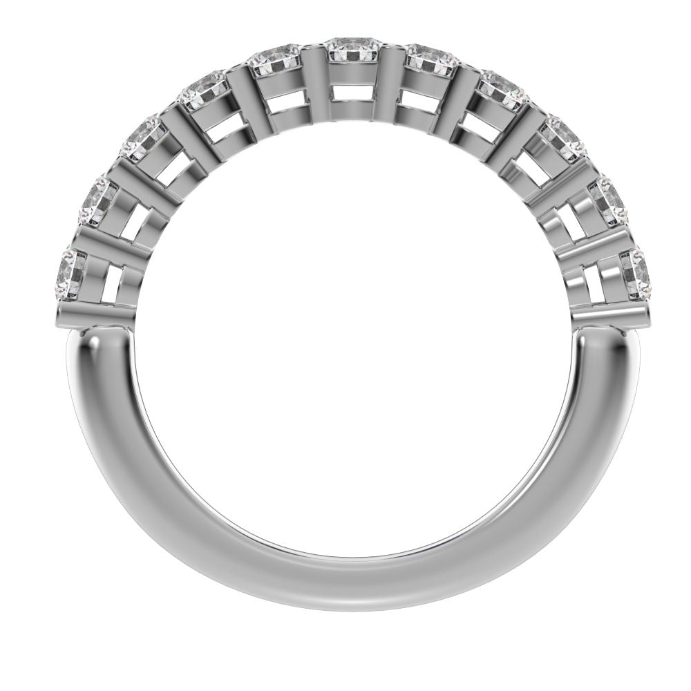 1.21 ct Round Cut Moissanite dainty Minimalist prong Stackable half eternity vintage 14K / 18K Solid White Gold everyday wedding band