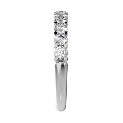 1.21 ct Round Cut Simulated Clear Diamond dainty Minimalist prong Stackable half eternity 14K / 18K Solid White Gold everyday wedding band