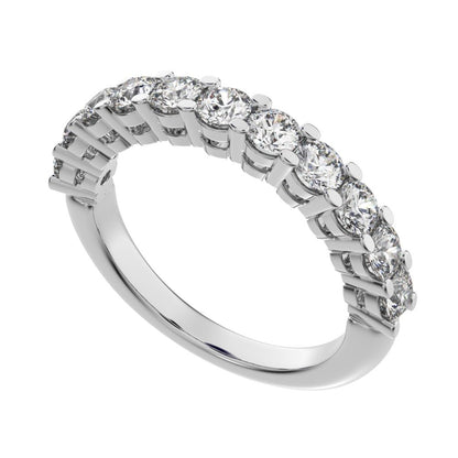1.21 ct Round Cut Simulated Clear Diamond dainty Minimalist prong Stackable half eternity 14K / 18K Solid White Gold everyday wedding band