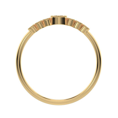 0.225 ct Cushion Cut Moissanite dainty halo Minimalist solitaire with accents bezel milgrain 14K / 18K Solid Yellow Gold everyday ring