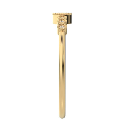 0.225 ct Cushion Cut Moissanite dainty halo Minimalist solitaire with accents bezel milgrain 14K / 18K Solid Yellow Gold everyday ring
