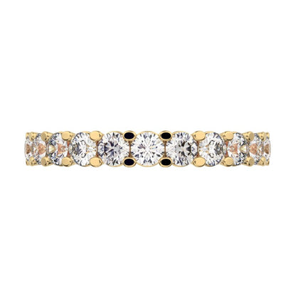 1.21 ct Round Cut Moissanite dainty Minimalist prong Stackable half eternity vintage 14K / 18K Solid Yellow Gold everyday wedding band