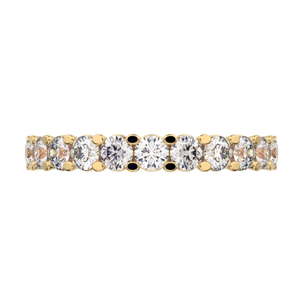 1.21 ct Round Cut Simulated Clear Diamond dainty Minimalist prong Stackable half eternity 14K / 18K Solid Yellow Gold everyday wedding band