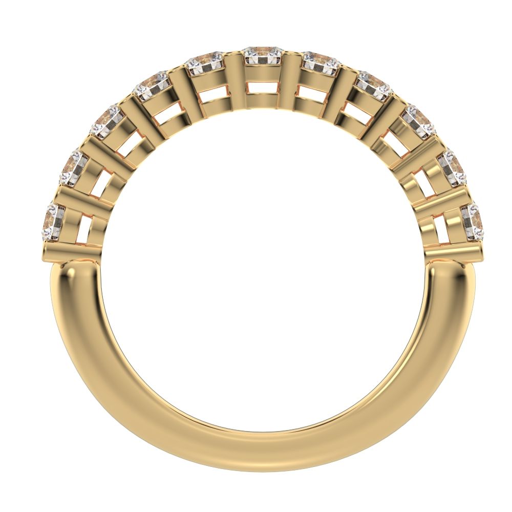 1.21 ct Round Cut Moissanite dainty Minimalist prong Stackable half eternity vintage 14K / 18K Solid Yellow Gold everyday wedding band