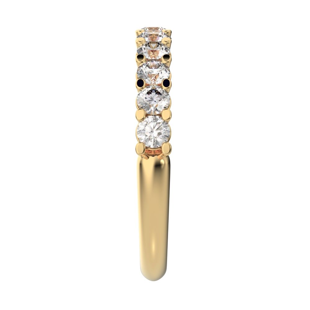 1.21 ct Round Cut Simulated Clear Diamond dainty Minimalist prong Stackable half eternity 14K / 18K Solid Yellow Gold everyday wedding band