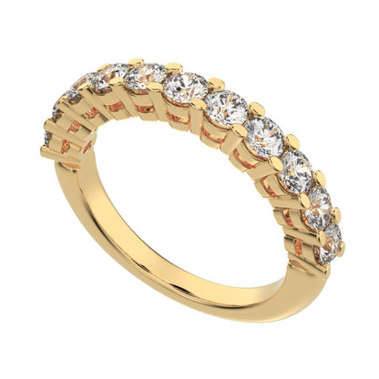 1.21 ct Round Cut Moissanite dainty Minimalist prong Stackable half eternity vintage 14K / 18K Solid Yellow Gold everyday wedding band