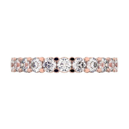 1.21 ct Round Cut Moissanite dainty Minimalist prong Stackable half eternity vintage 14K / 18K Solid Rose Gold everyday wedding band