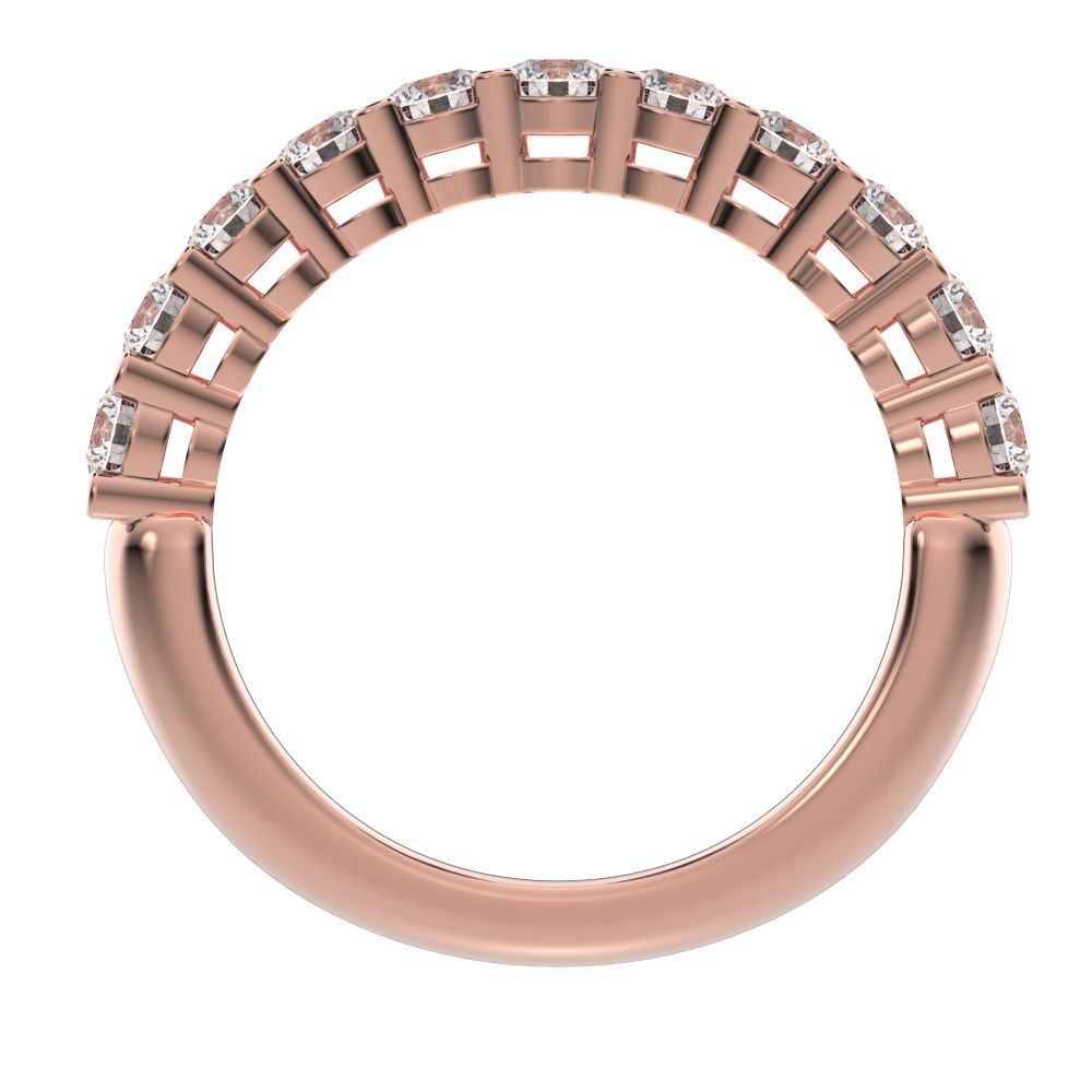 1.21 ct Round Cut Moissanite dainty Minimalist prong Stackable half eternity vintage 14K / 18K Solid Rose Gold everyday wedding band