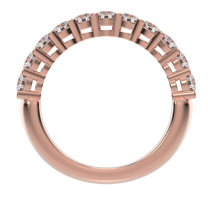 1.21 ct Round Cut Moissanite dainty Minimalist prong Stackable half eternity vintage 14K / 18K Solid Rose Gold everyday wedding band