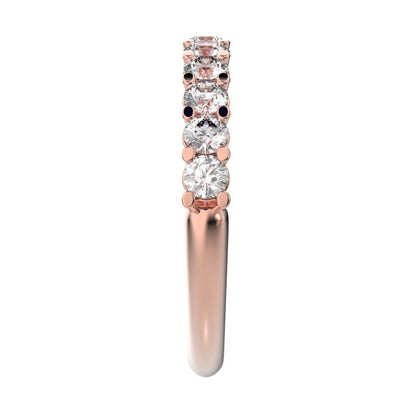 1.21 ct Round Cut Moissanite dainty Minimalist prong Stackable half eternity vintage 14K / 18K Solid Rose Gold everyday wedding band