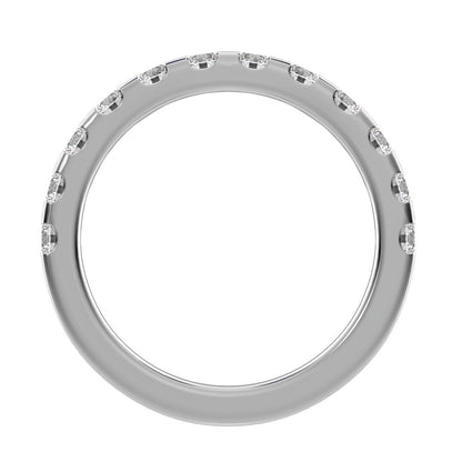 0.96 ct Round Cut Moissanite dainty Minimalist prong Stackable half eternity vintage 14K / 18K Solid White Gold everyday wedding band