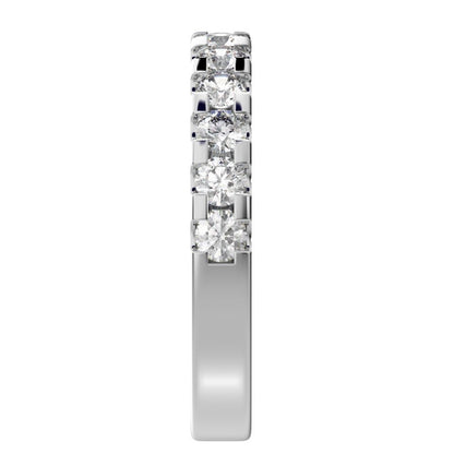 0.96 ct Round Cut Simulated Clear Diamond dainty Minimalist prong Stackable half eternity 14K / 18K Solid White Gold everyday wedding band