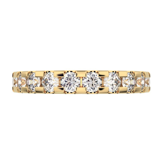 0.96 ct Round Cut Moissanite dainty Minimalist prong Stackable half eternity vintage 14K / 18K Solid Yellow Gold everyday wedding band
