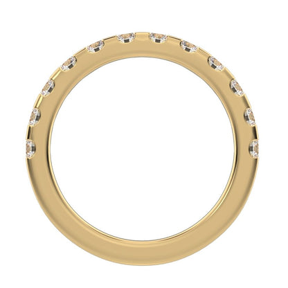 0.96 ct Round Cut Simulated Clear Diamond dainty Minimalist prong Stackable half eternity 14K / 18K Solid Yellow Gold everyday wedding band
