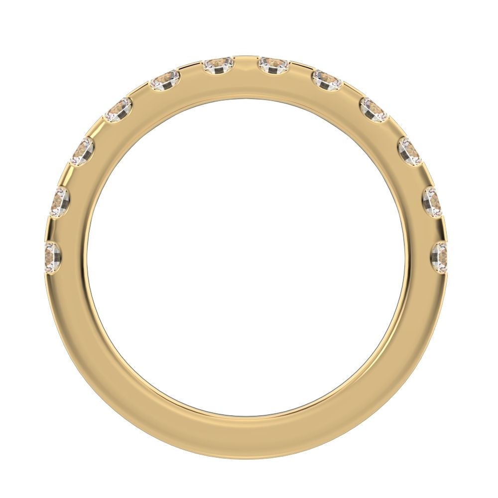 0.96 ct Round Cut Moissanite dainty Minimalist prong Stackable half eternity vintage 14K / 18K Solid Yellow Gold everyday wedding band