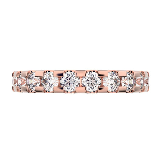 0.96 ct Round Cut Moissanite dainty Minimalist prong Stackable half eternity vintage 14K / 18K Solid Rose Gold everyday wedding band