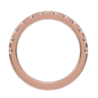 0.96 ct Round Cut Moissanite dainty Minimalist prong Stackable half eternity vintage 14K / 18K Solid Rose Gold everyday wedding band
