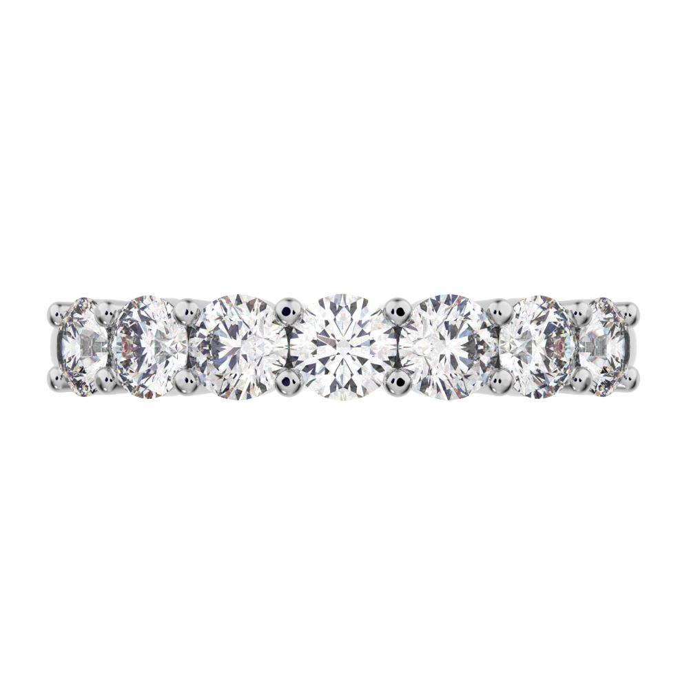 1.19 ct Round Cut Simulated Clear Diamond dainty Minimalist prong Stackable half eternity 14K / 18K Solid White Gold everyday wedding band