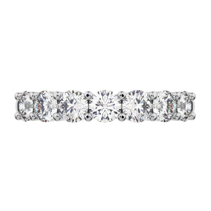 1.19 ct Round Cut Moissanite dainty Minimalist prong Stackable half eternity vintage 14K / 18K Solid White Gold everyday wedding band