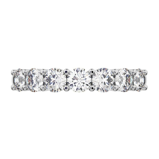 1.19 ct Round Cut Moissanite dainty Minimalist prong Stackable half eternity vintage 14K / 18K Solid White Gold everyday wedding band