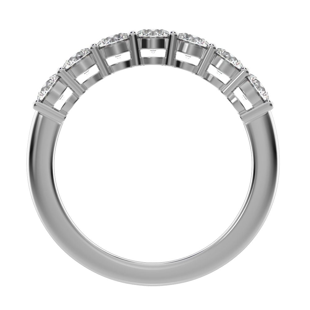 1.19 ct Round Cut Simulated Clear Diamond dainty Minimalist prong Stackable half eternity 14K / 18K Solid White Gold everyday wedding band