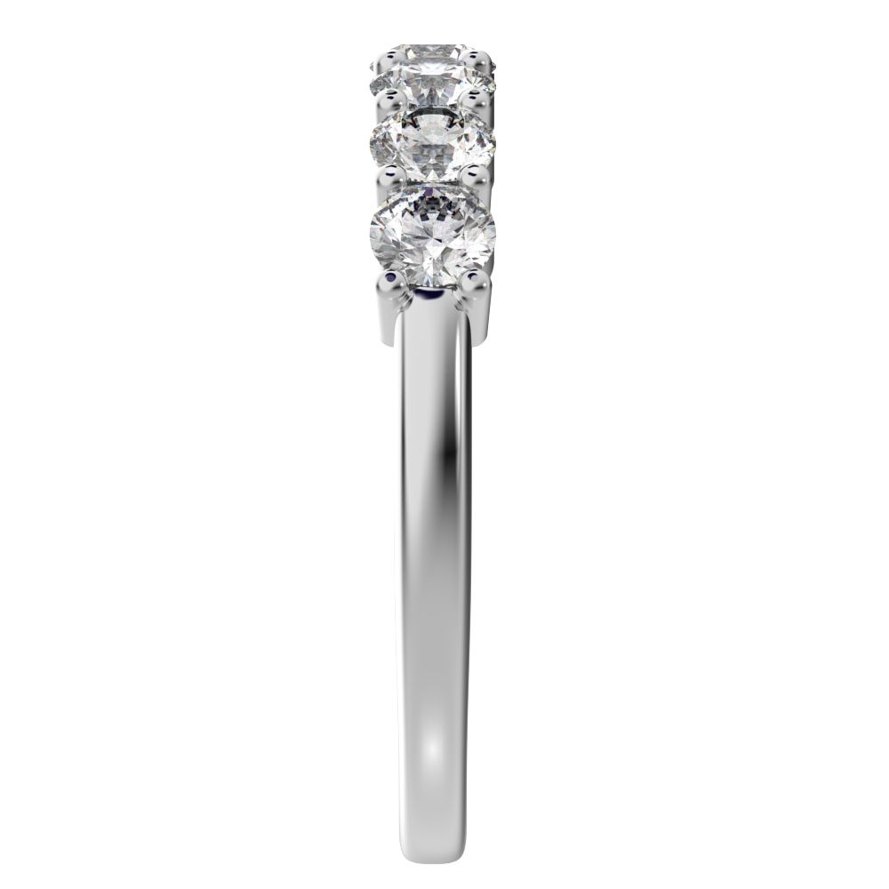 1.19 ct Round Cut Moissanite dainty Minimalist prong Stackable half eternity vintage 14K / 18K Solid White Gold everyday wedding band