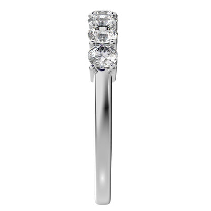1.19 ct Round Cut Moissanite dainty Minimalist prong Stackable half eternity vintage 14K / 18K Solid White Gold everyday wedding band