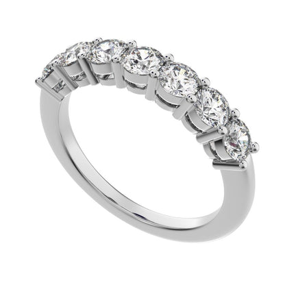 1.19 ct Round Cut Simulated Clear Diamond dainty Minimalist prong Stackable half eternity 14K / 18K Solid White Gold everyday wedding band