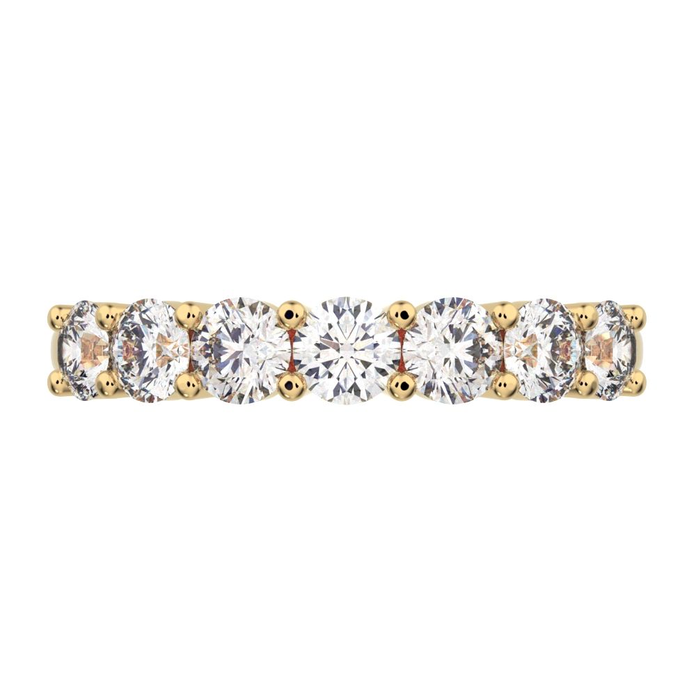 1.19 ct Round Cut Simulated Clear Diamond dainty Minimalist prong Stackable half eternity 14K / 18K Solid Yellow Gold everyday wedding band