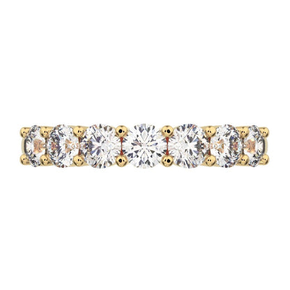 1.19 ct Round Cut Simulated Clear Diamond dainty Minimalist prong Stackable half eternity 14K / 18K Solid Yellow Gold everyday wedding band