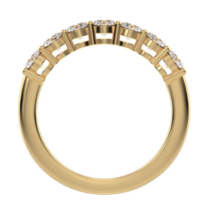 1.19 ct Round Cut Simulated Clear Diamond dainty Minimalist prong Stackable half eternity 14K / 18K Solid Yellow Gold everyday wedding band