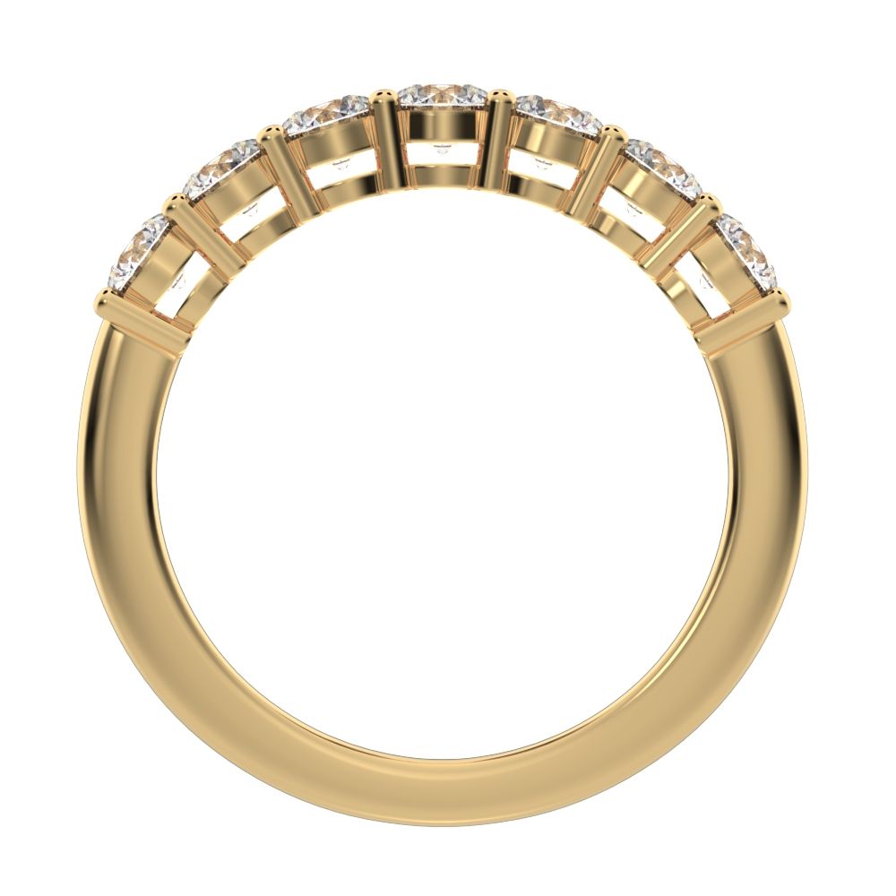 1.19 ct Round Cut Moissanite dainty Minimalist prong Stackable half eternity vintage 14K / 18K Solid Yellow Gold everyday wedding band