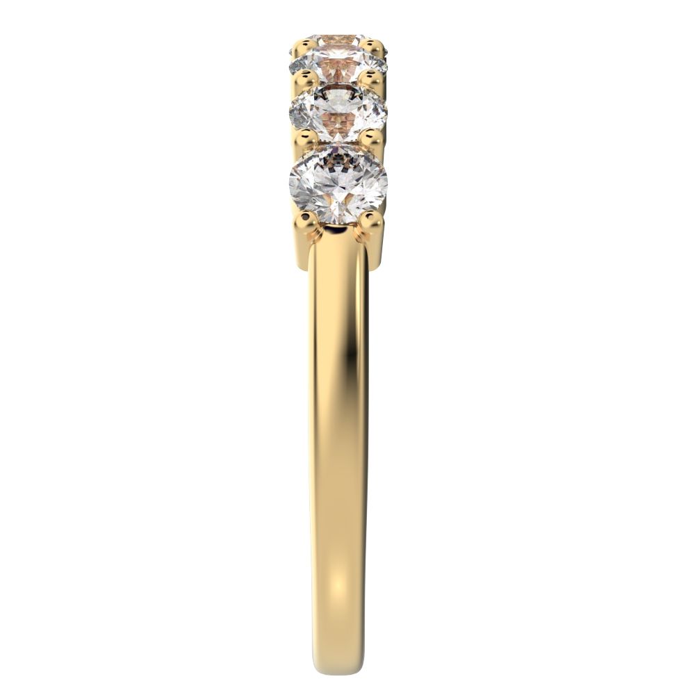 1.19 ct Round Cut Simulated Clear Diamond dainty Minimalist prong Stackable half eternity 14K / 18K Solid Yellow Gold everyday wedding band