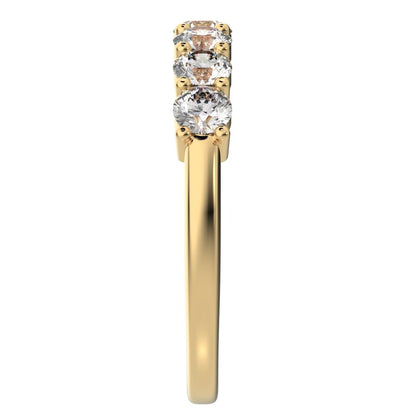 1.19 ct Round Cut Moissanite dainty Minimalist prong Stackable half eternity vintage 14K / 18K Solid Yellow Gold everyday wedding band