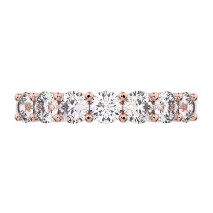 1.19 ct Round Cut Moissanite dainty Minimalist prong Stackable half eternity vintage 14K / 18K Solid Rose Gold everyday wedding band