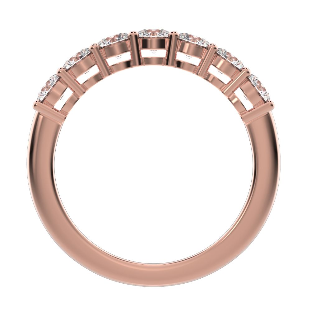 1.19 ct Round Cut Moissanite dainty Minimalist prong Stackable half eternity vintage 14K / 18K Solid Rose Gold everyday wedding band