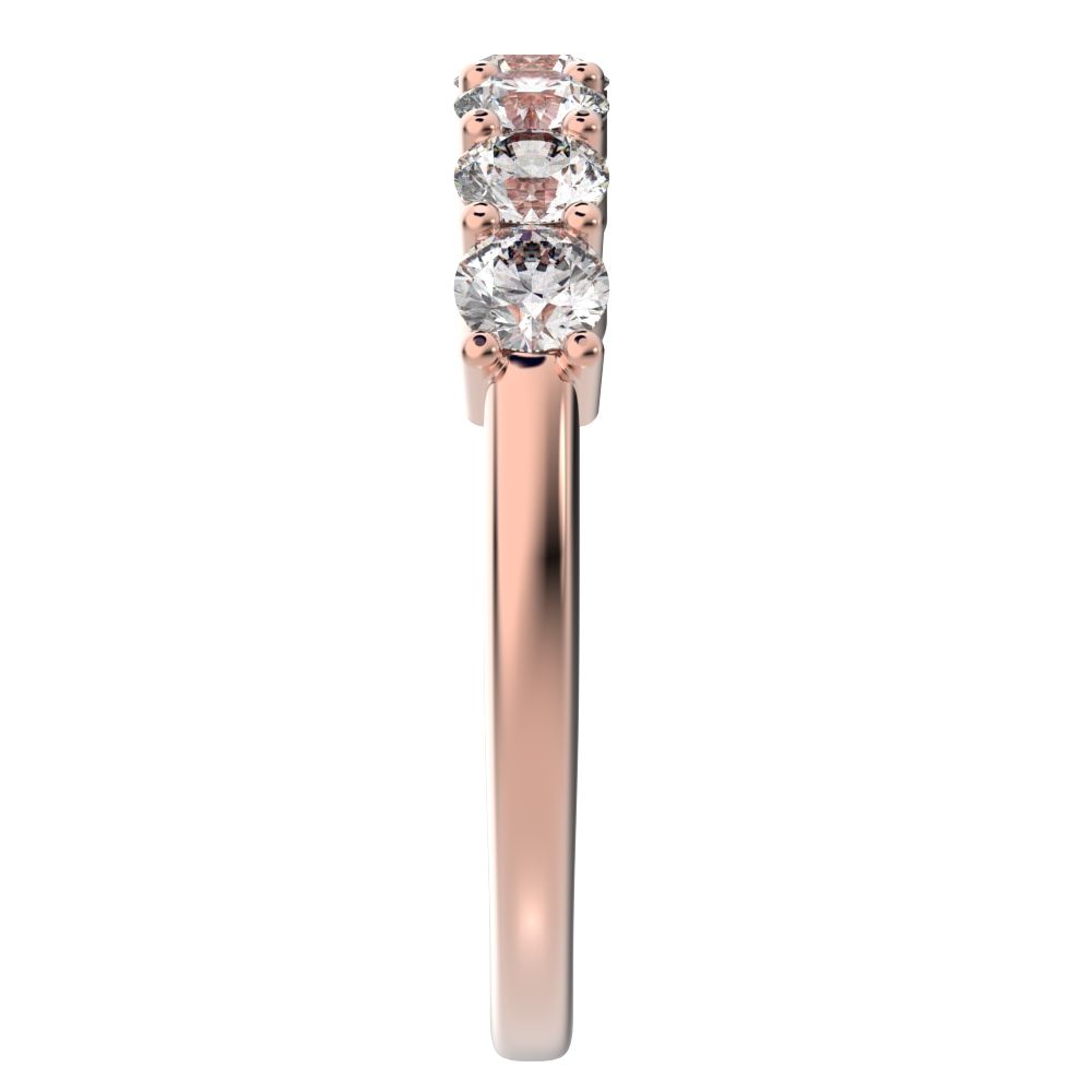 1.19Ct Round Cut Simulated Clear Diamond dainty Minimalist prong Stackable half eternity 14K / 18K Solid Rose Gold everyday wedding band