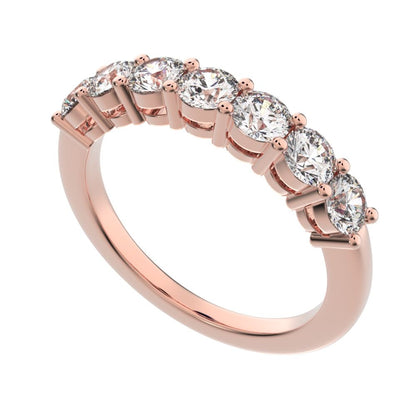 1.19 ct Round Cut Moissanite dainty Minimalist prong Stackable half eternity vintage 14K / 18K Solid Rose Gold everyday wedding band