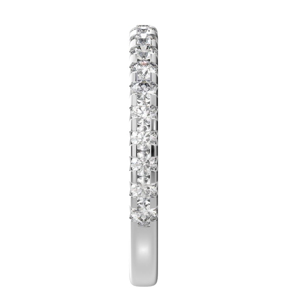 0.63 ct Round Cut Moissanite dainty Minimalist prong Stackable half eternity vintage 14K / 18K Solid White Gold everyday wedding band
