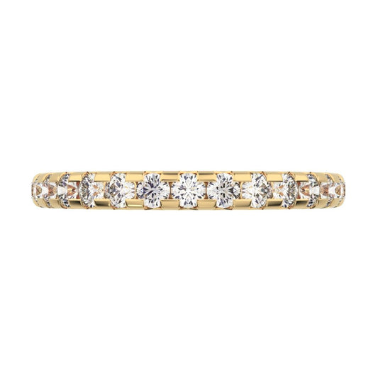 0.63 ct Round Cut Moissanite dainty Minimalist prong Stackable half eternity vintage 14K / 18K Solid Yellow Gold everyday wedding band