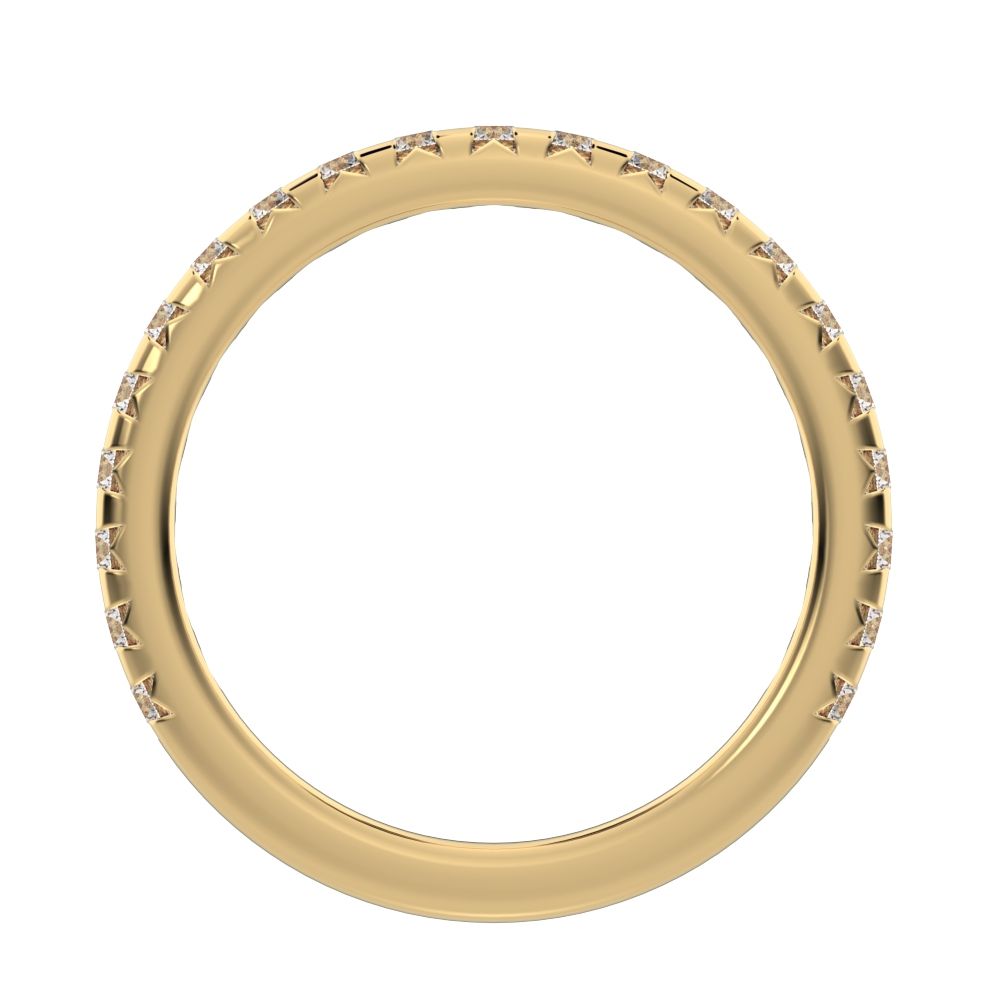 0.63 ct Round Cut Simulated Clear Diamond dainty Minimalist prong Stackable half eternity 14K / 18K Solid Yellow Gold everyday wedding band