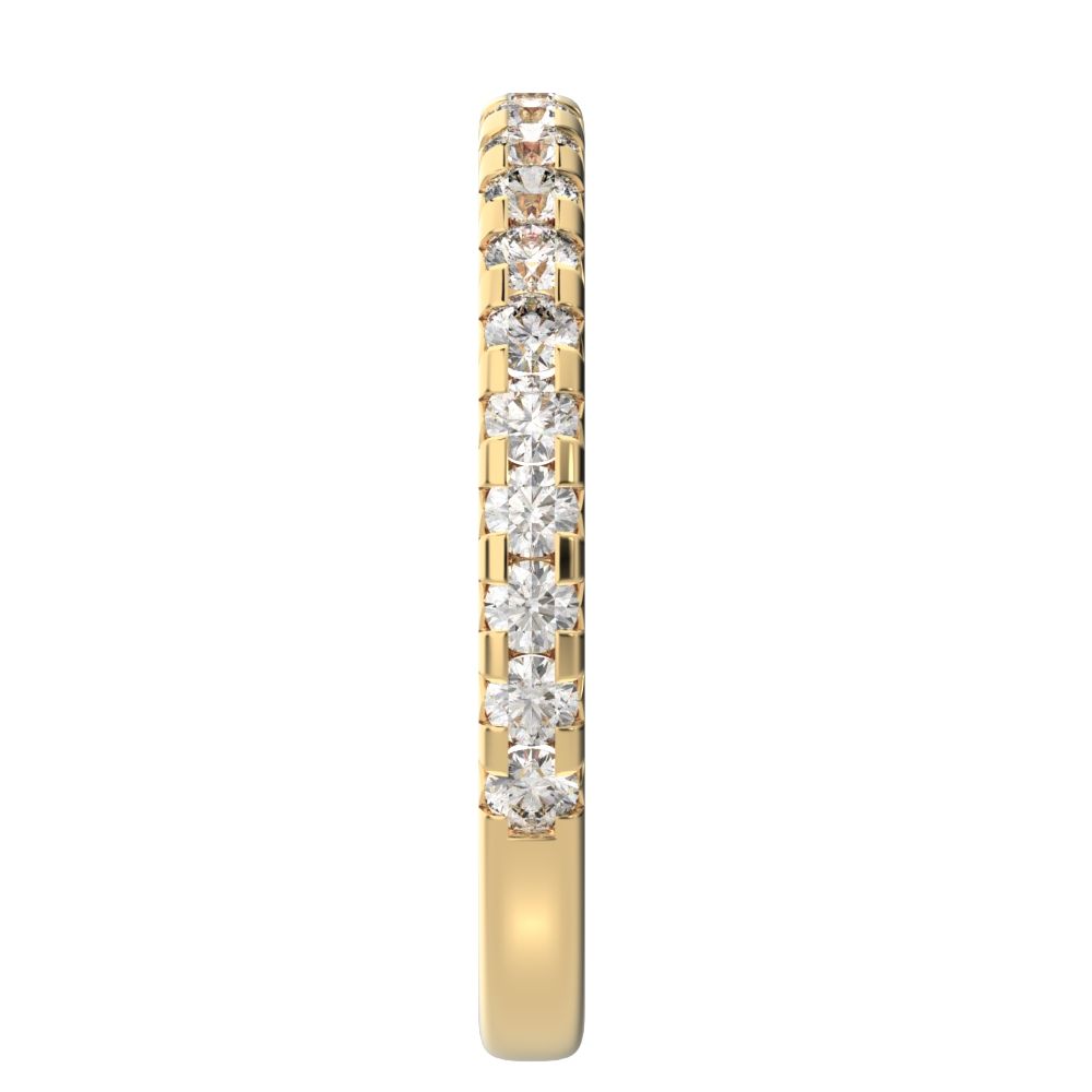0.63 ct Round Cut Moissanite dainty Minimalist prong Stackable half eternity vintage 14K / 18K Solid Yellow Gold everyday wedding band