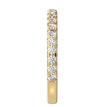 0.63 ct Round Cut Moissanite dainty Minimalist prong Stackable half eternity vintage 14K / 18K Solid Yellow Gold everyday wedding band