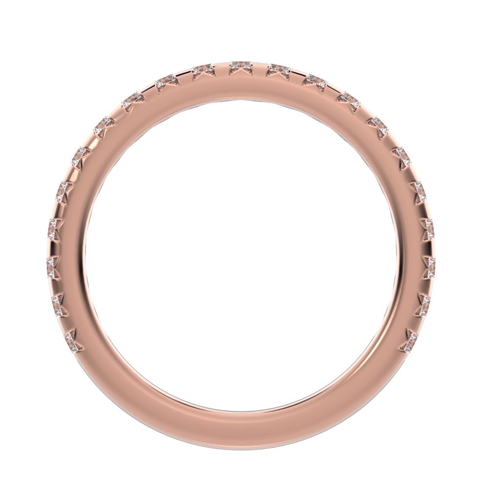 0.63Ct Round Cut Simulated Clear Diamond dainty Minimalist prong Stackable half eternity 14K / 18K Solid Rose Gold everyday wedding band